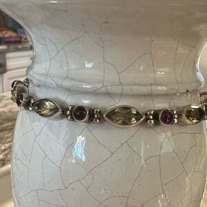 Vintage Sterling Silver Multi Stone Bracelet